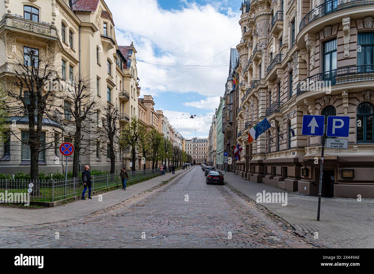 Street in Riga, Lettonia Foto Stock