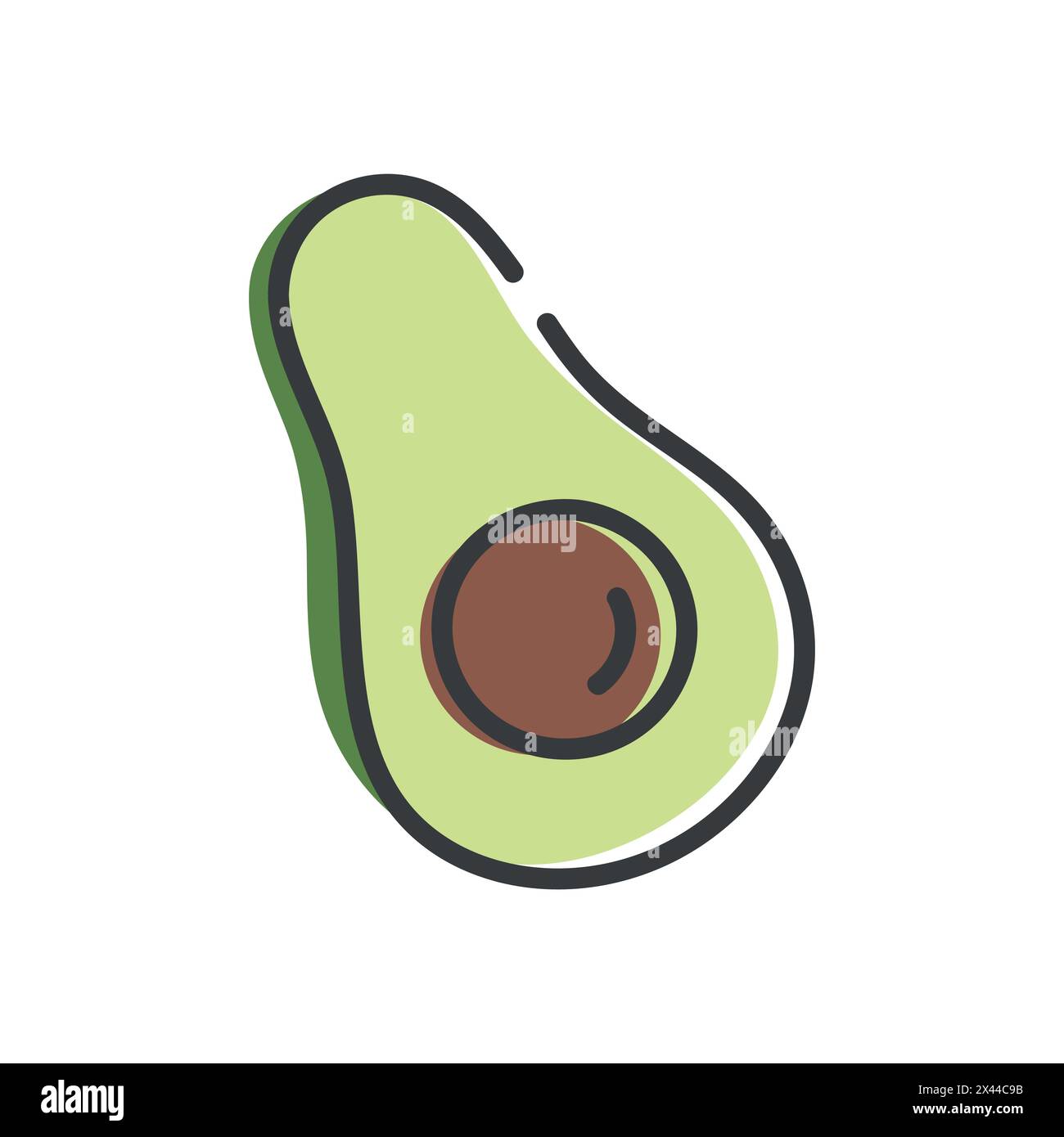 Icona linea avocado. Contorno di avocado isolato su sfondo bianco. Illustrazione vettoriale Illustrazione Vettoriale