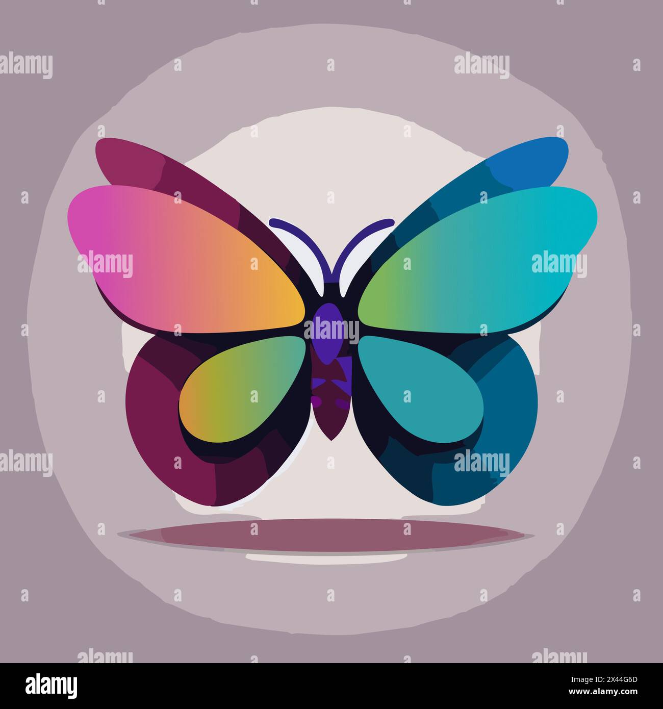 Icona a forma di farfalla colorata. Illustrazione vettoriale con design piatto. Illustrazione Vettoriale