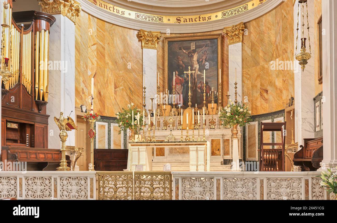 Chiesa cattolica irlandese cristiana di San Patrizio, Soho, Londra, Inghilterra. Foto Stock