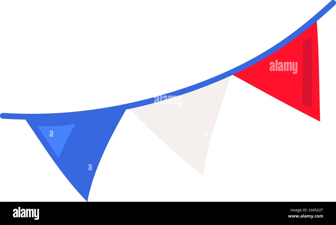 Nastro Festival garland in Francia colori bandiera per eventi di vacanza Illustrazione Vettoriale
