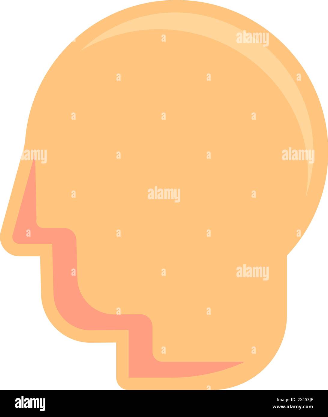 Icona profili testa uomo calvo. Conseguenze della chemioterapia, elemento cartoni animati medico per un design moderno e retrò. Semplice pittogramma vettoriale a colori Illustrazione Vettoriale