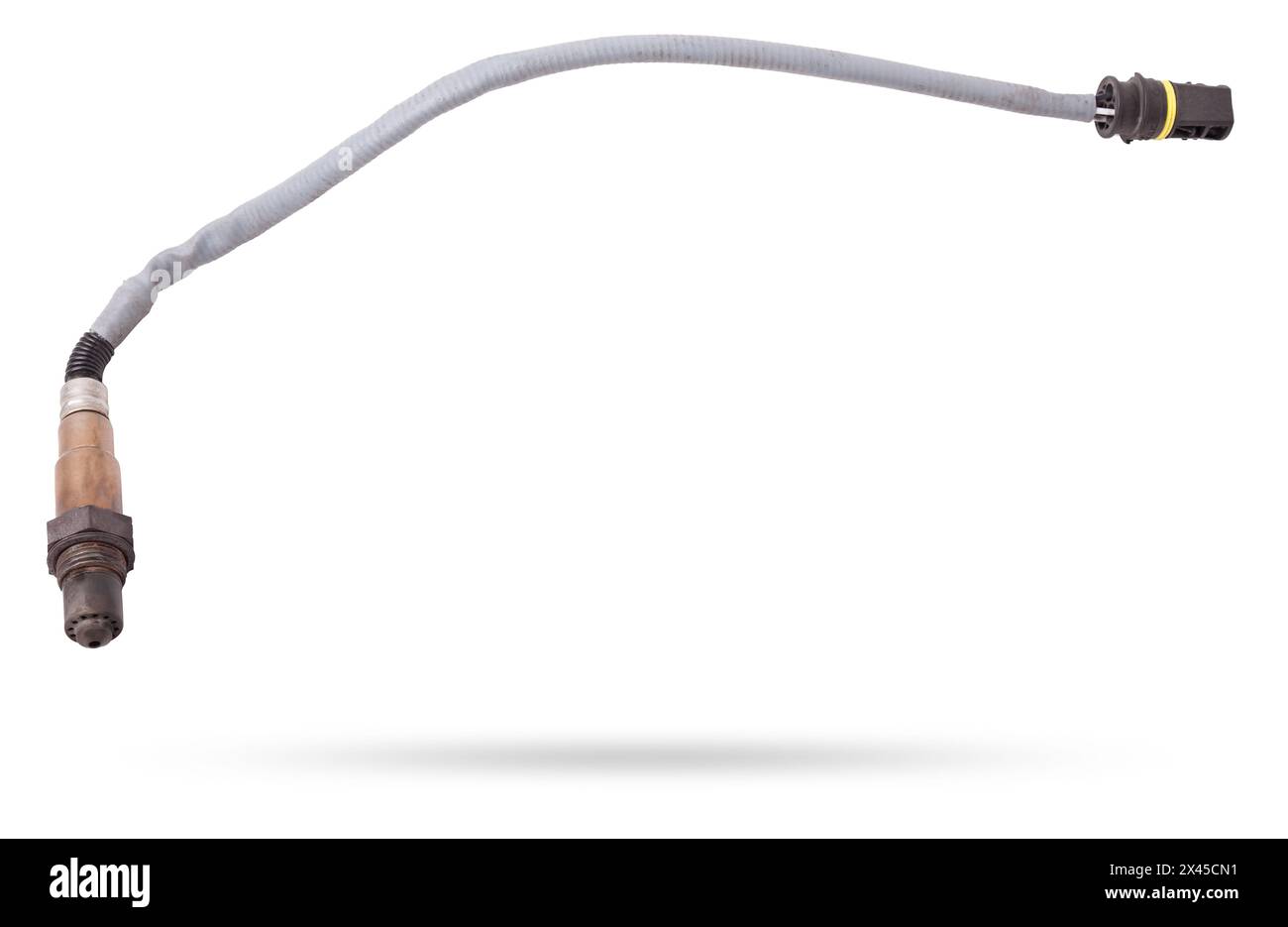 Sonda lambda - il sensore di ossigeno progettato per registrare la quantità di ossigeno rimanente nei gas di scarico del motore dell'auto è situato nel sistema di scarico. Meta Foto Stock