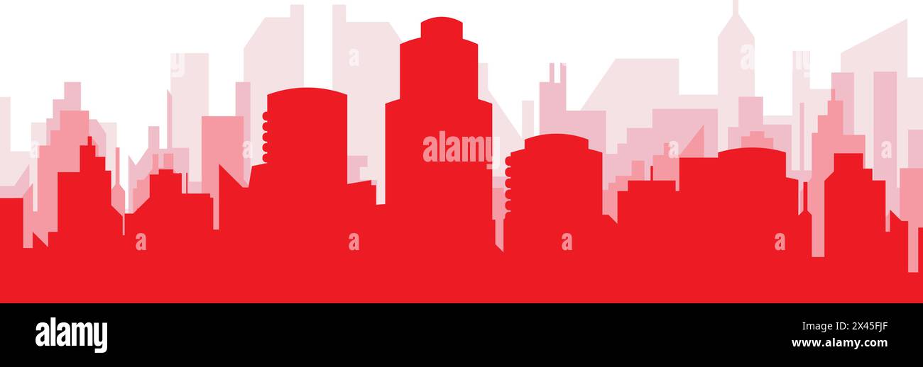 Poster rosso dello skyline della città DI HOUSTON, STATI UNITI Illustrazione Vettoriale