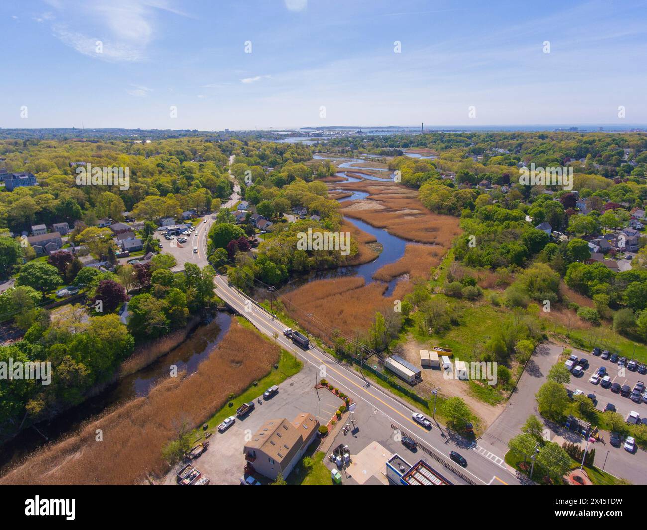 Saugus River Marsh vicino alla foce del fiume per l'Oceano Atlantico nel centro storico di Saugus, Massachusetts, ma, USA. Foto Stock