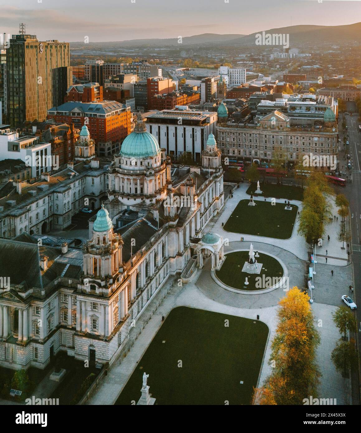 Vedute aeree del centro di Belfast Foto Stock