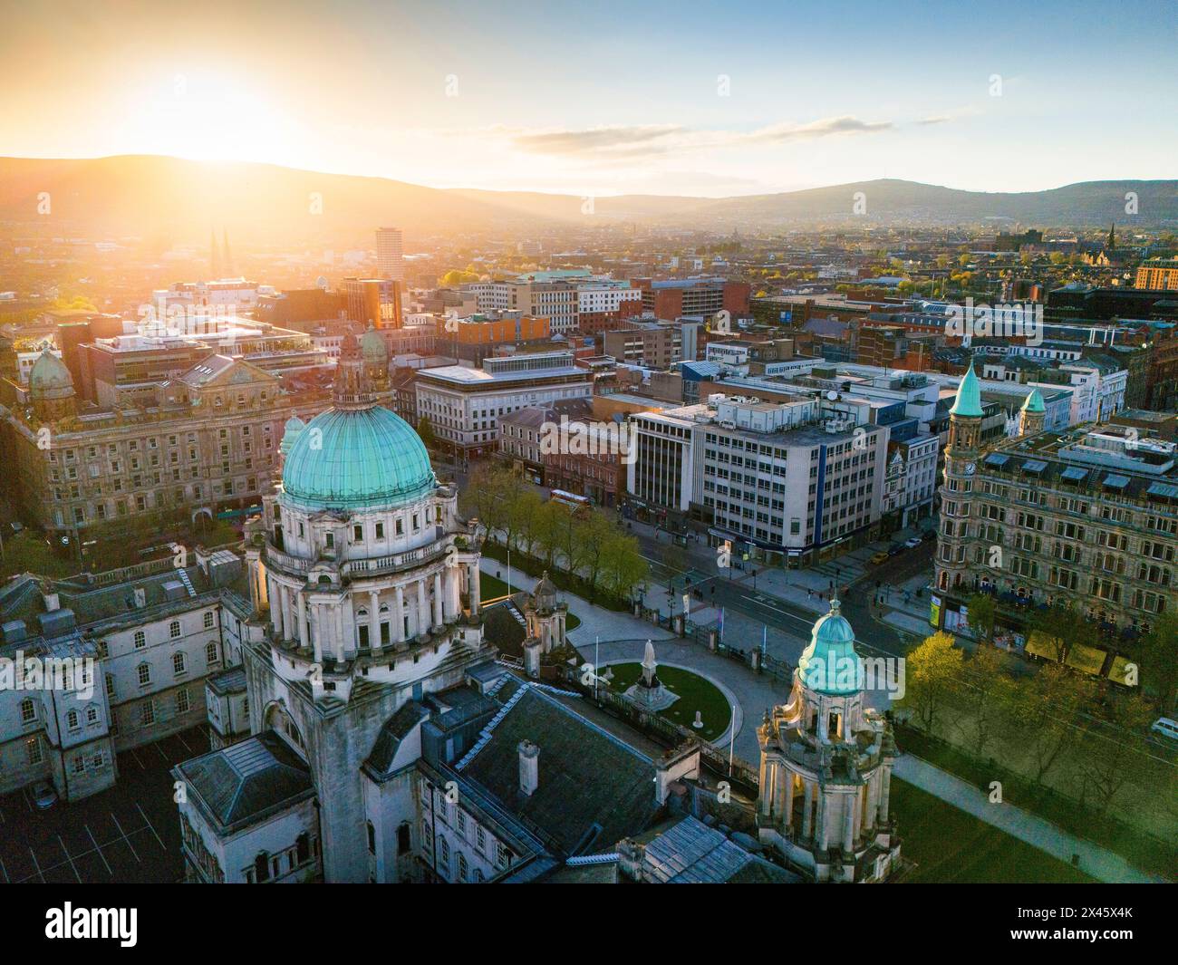 Vedute aeree del centro di Belfast Foto Stock