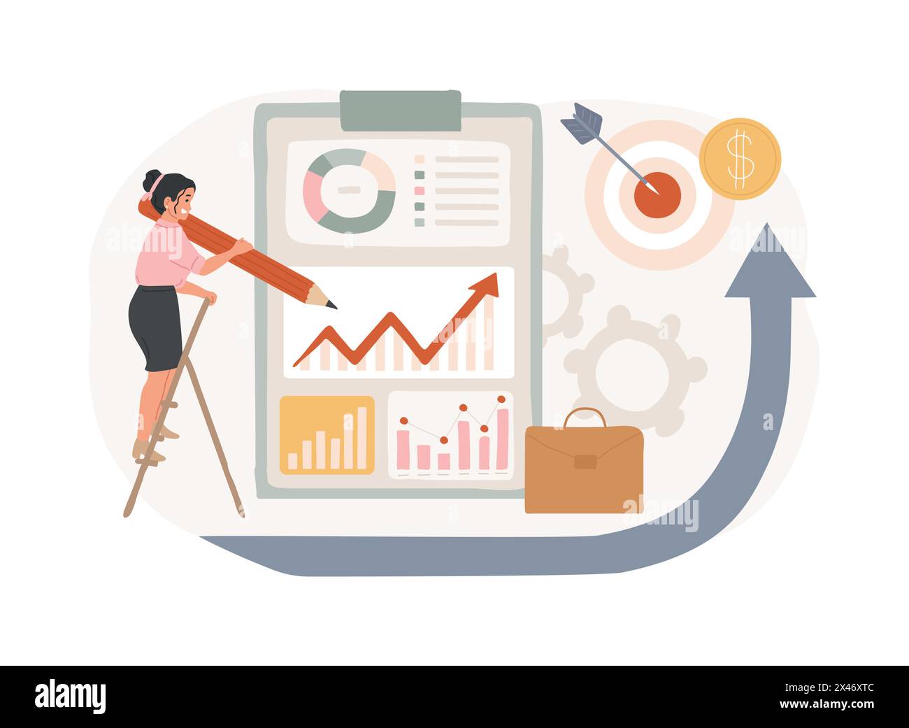 Piano di vendita per illustrazione vettoriale del concetto aziendale isolato. Illustrazione Vettoriale