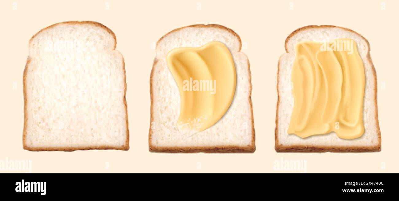 Spalmare il burro sul pane tostato nell'illustrazione 3d. Illustrazione Vettoriale