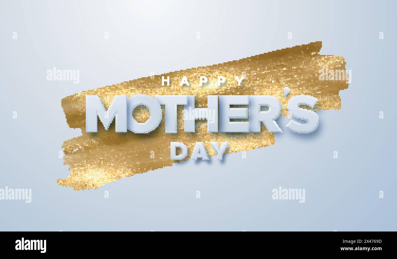 Cartello Happy Mothers Day su sfondo colorato dorato Illustrazione Vettoriale