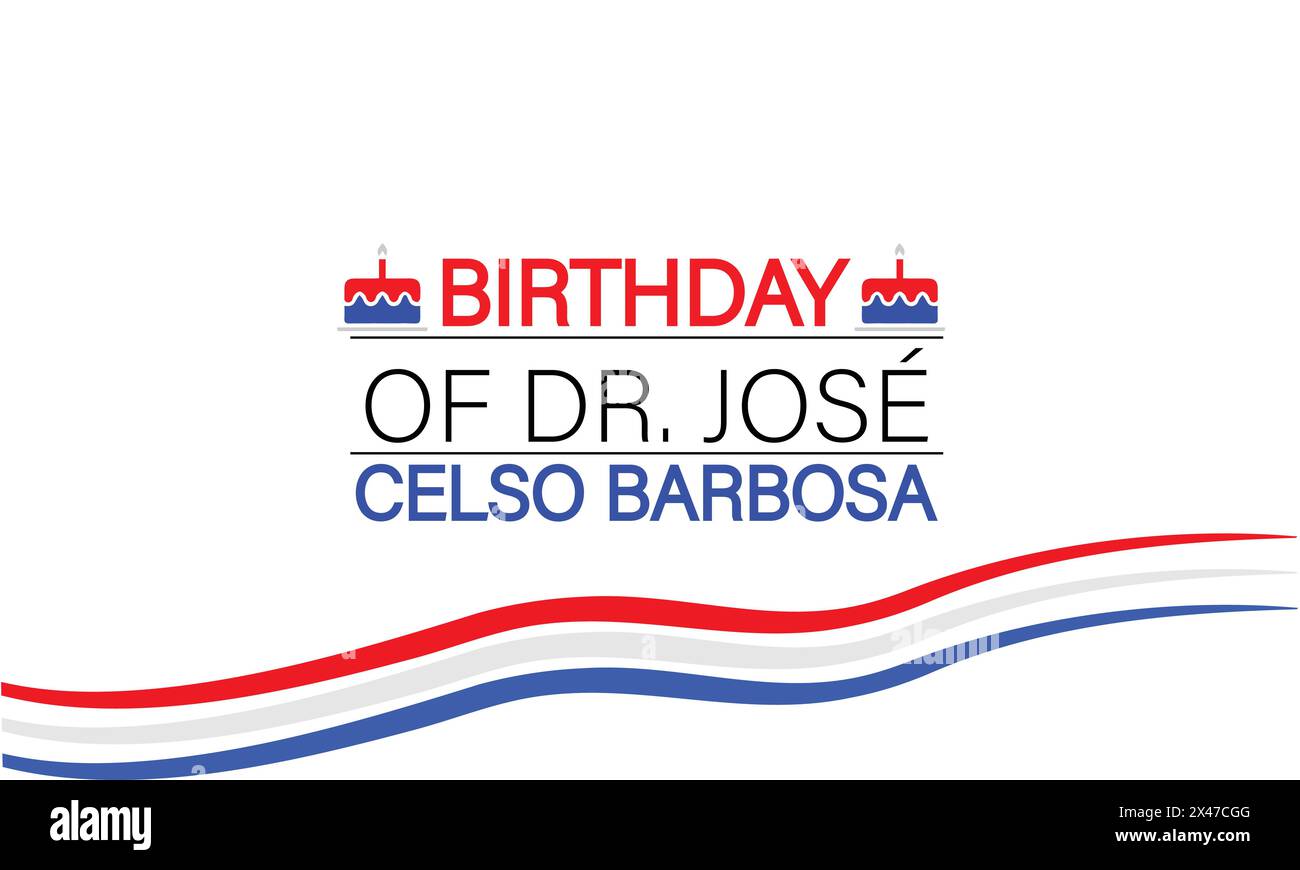 Onorare il Dr. Jose Celso Barbosa con Un Text Illustration Design per il suo compleanno Illustrazione Vettoriale