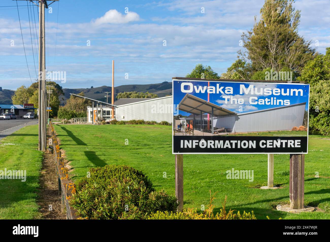 Owaka Museum & Information Centre, Campbell Street, Owaka, The Catlins Coast, Otago, nuova Zelanda Foto Stock