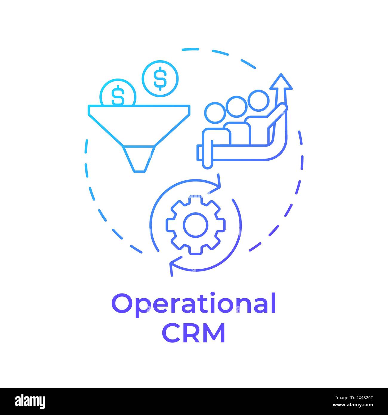 Icona del concetto di gradiente blu CRM operativo Illustrazione Vettoriale