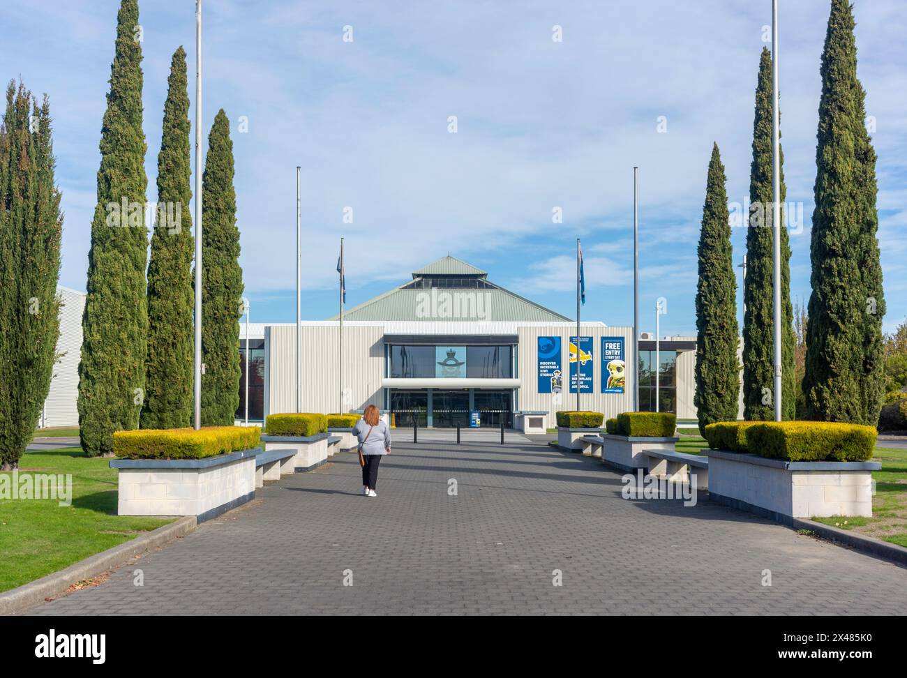 Ingresso all'Air Force Museum della nuova Zelanda, Harvard Avenue, Wigram, Christchurch (Ōtautahi), Canterbury, nuova Zelanda Foto Stock