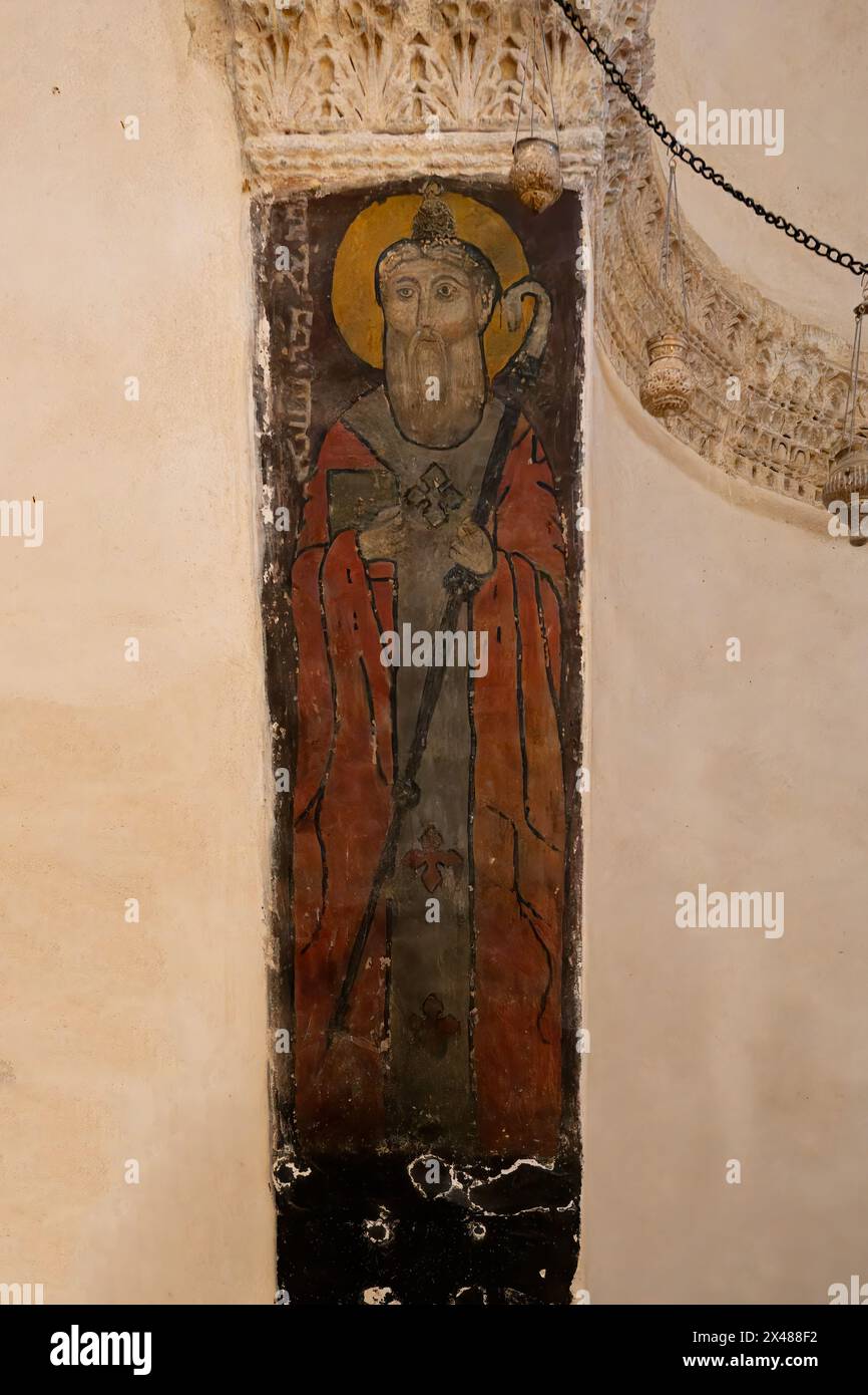 Monastero di Sant'Anania noto come Deyrulzafaran o Monastero di Safferano, Chiesa murale dipinto, Mardin, Turchia Foto Stock