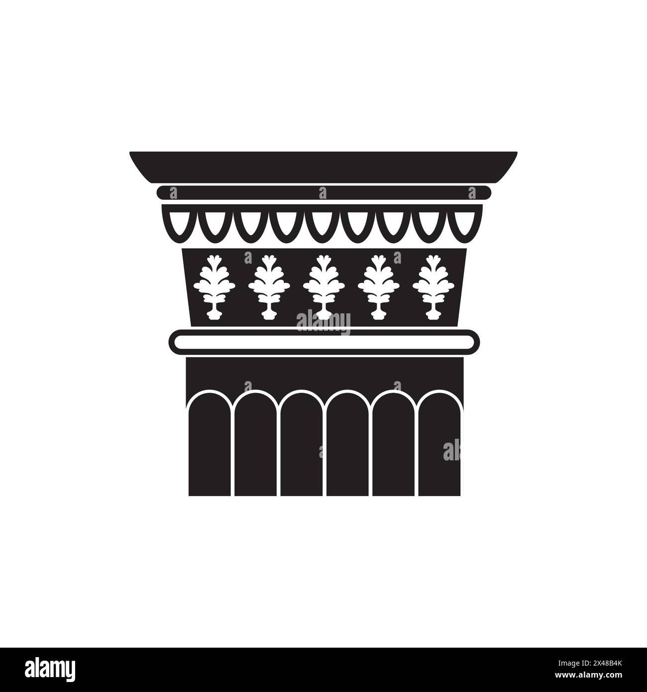 Icona classica con linea nera maiuscola a colonna, architettura ornata in Grecia illustrazione vettoriale Illustrazione Vettoriale