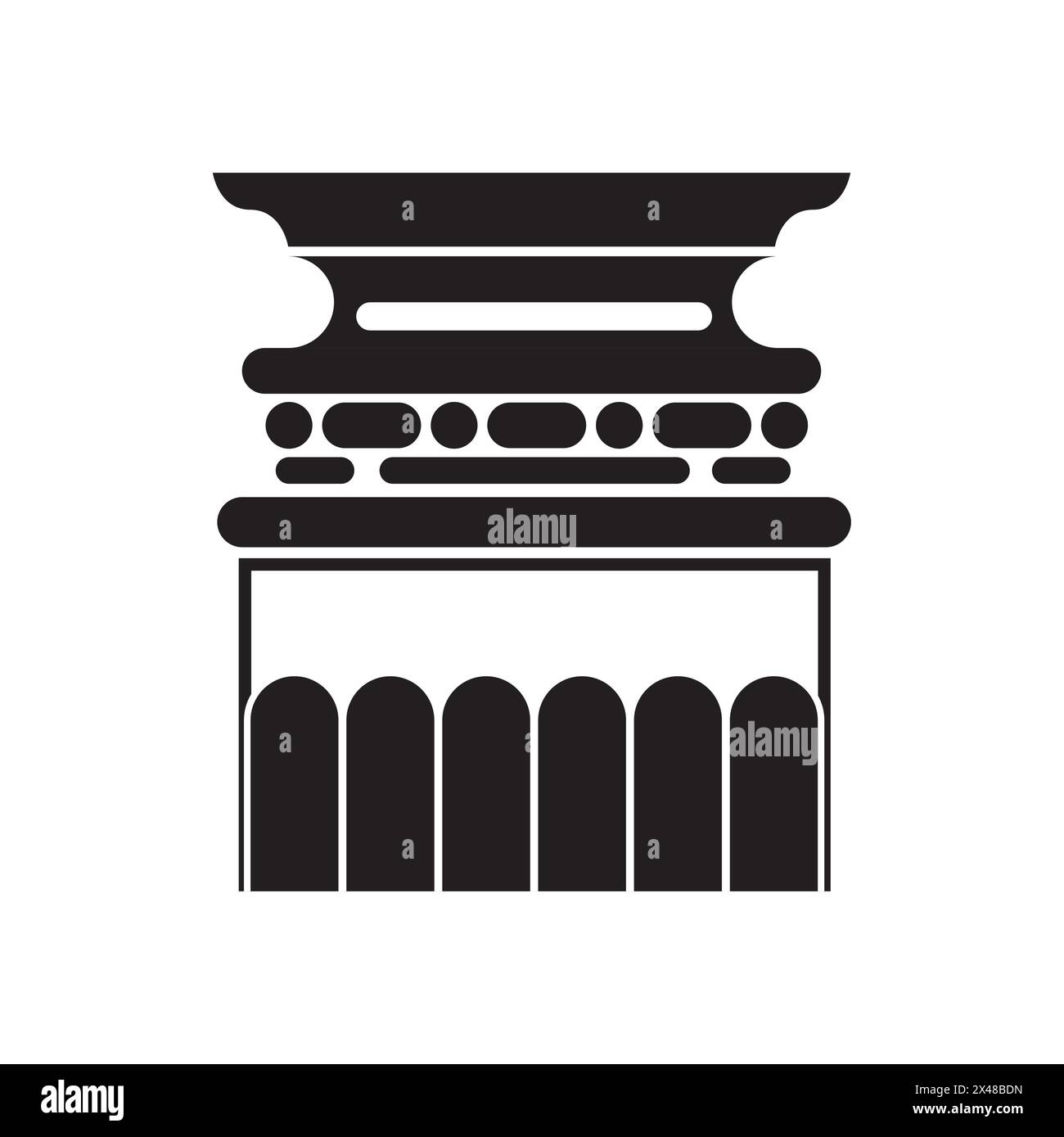 Antica icona a forma di colonna nera, illustrazione vettoriale della colonna in marmo Illustrazione Vettoriale