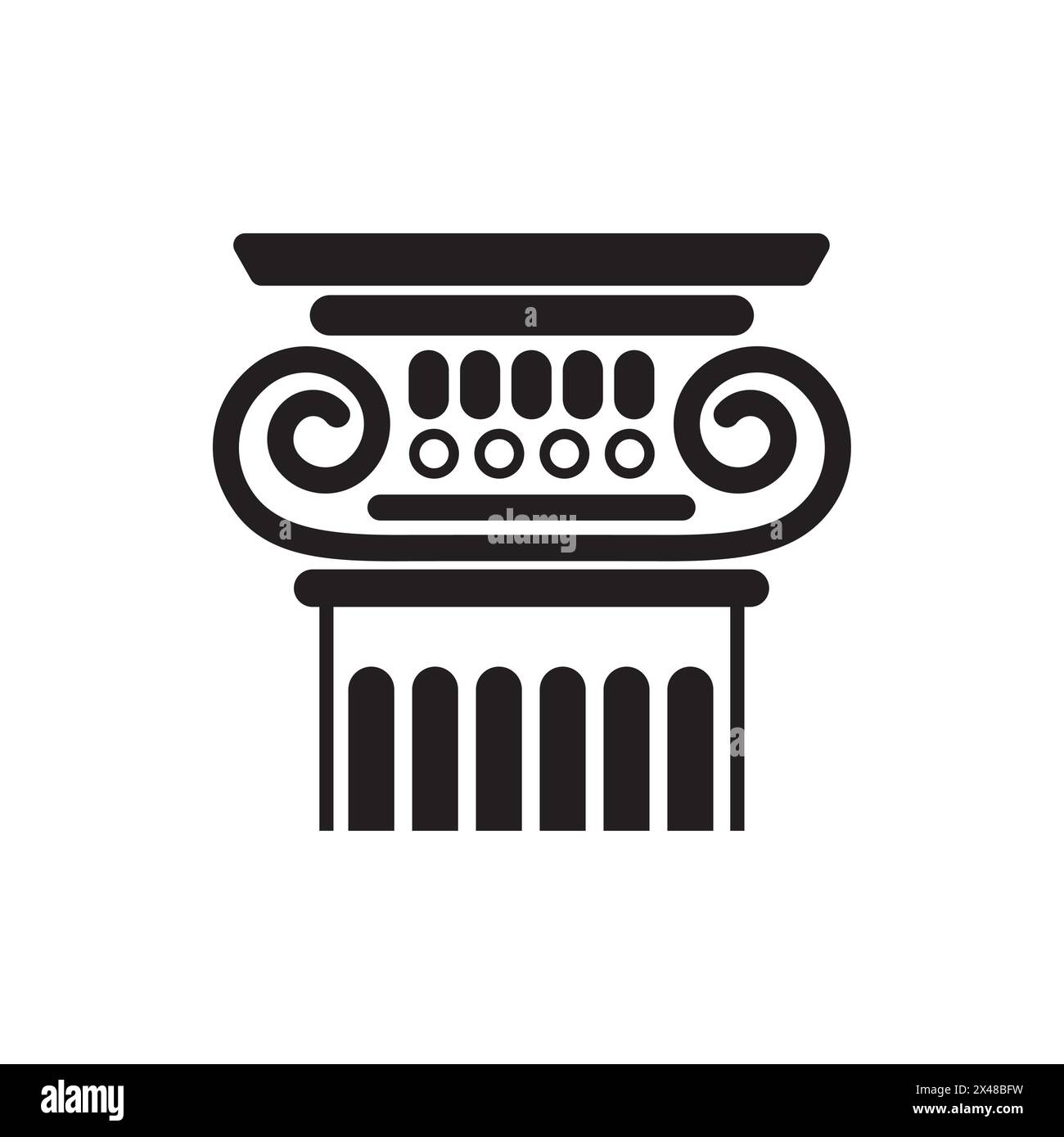 Antica icona della linea nera maiuscola colonna, elemento monumento colonna con dettagli illustrazione vettoriale Illustrazione Vettoriale