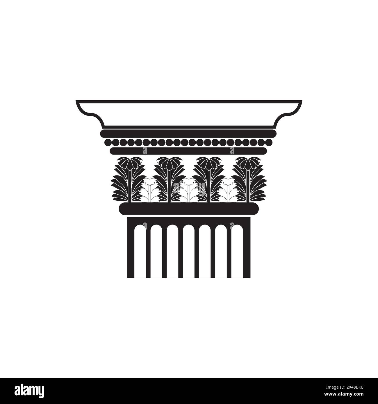 Icona con linea nera maiuscola a colonna classica, illustrazione vettoriale decorativa dell'edificio Illustrazione Vettoriale