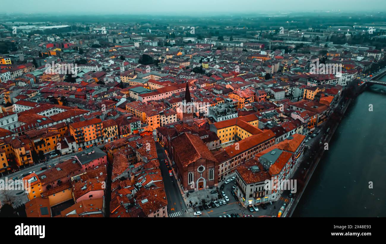 Veduta aerea di Verona, Veneto, Italia. Architettura tradizionale italiana Foto Stock
