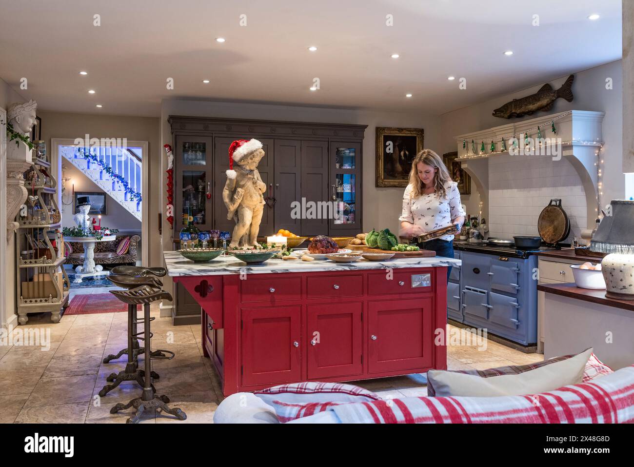 Casa di famiglia Dorset a Natale, Inghilterra, Regno Unito Foto Stock
