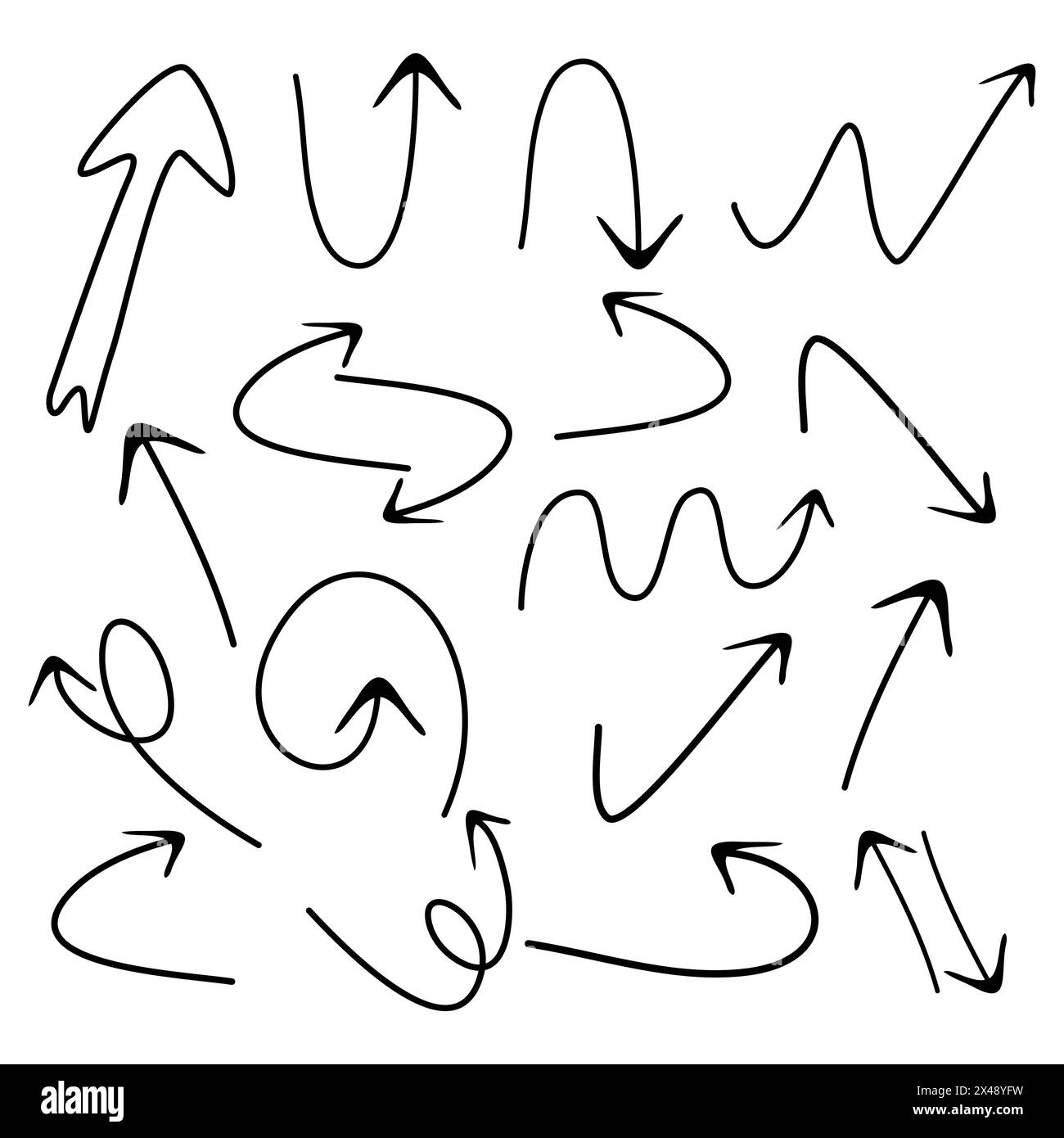 Collezione trendy di illustrazioni a forma di freccia diverse Illustrazione Vettoriale