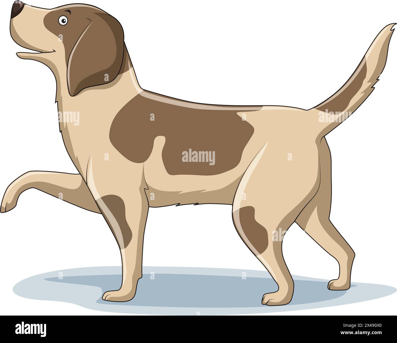 Cane carino che sorride e solleva la zampa Illustrazione Vettoriale