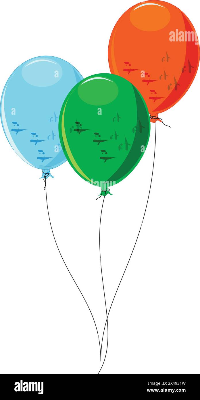 Tre palloncini colorati Illustrazione Vettoriale