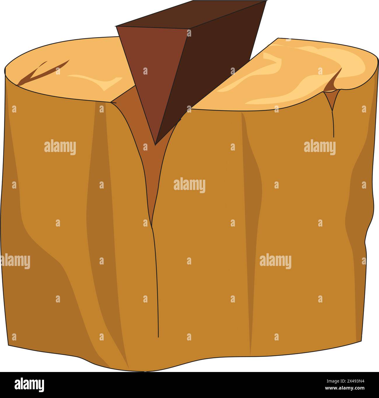 Tronco di legno tagliato a metà Illustrazione Vettoriale