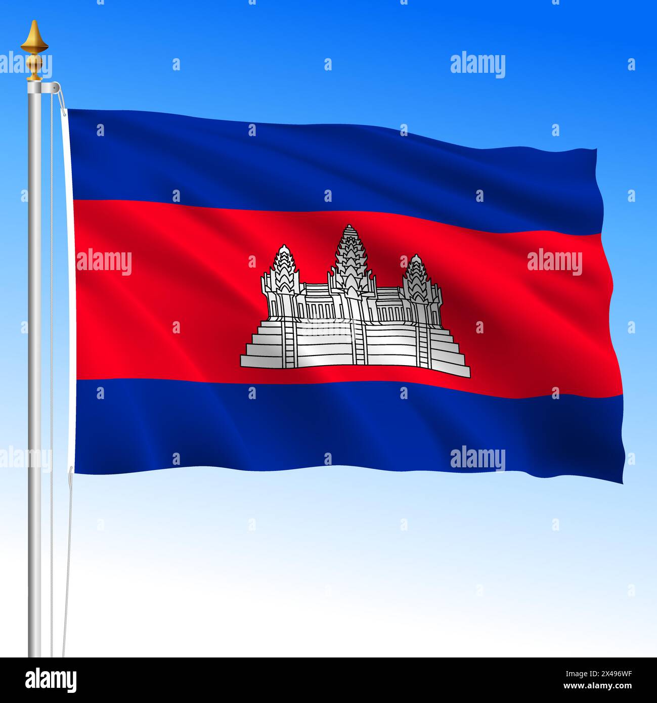 Adesivo Murale Bandiera Della Cambogia - Sticker Rimovibile Per Pareti, Vetri, Auto (60 X 38 Cm)