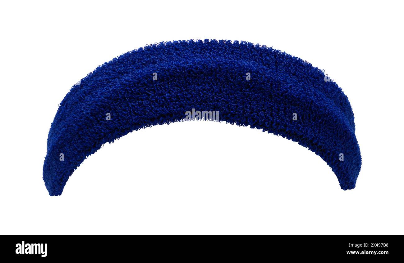 Fascia in tessuto blu tagliata sul bianco. Foto Stock