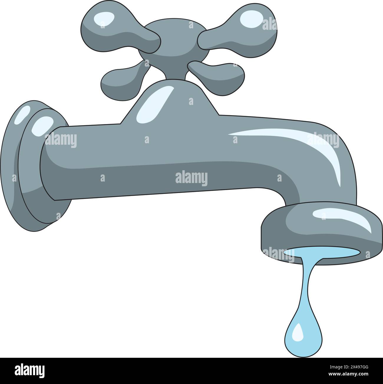 Goccioline d'acqua che fuoriescono dal rubinetto Illustrazione Vettoriale