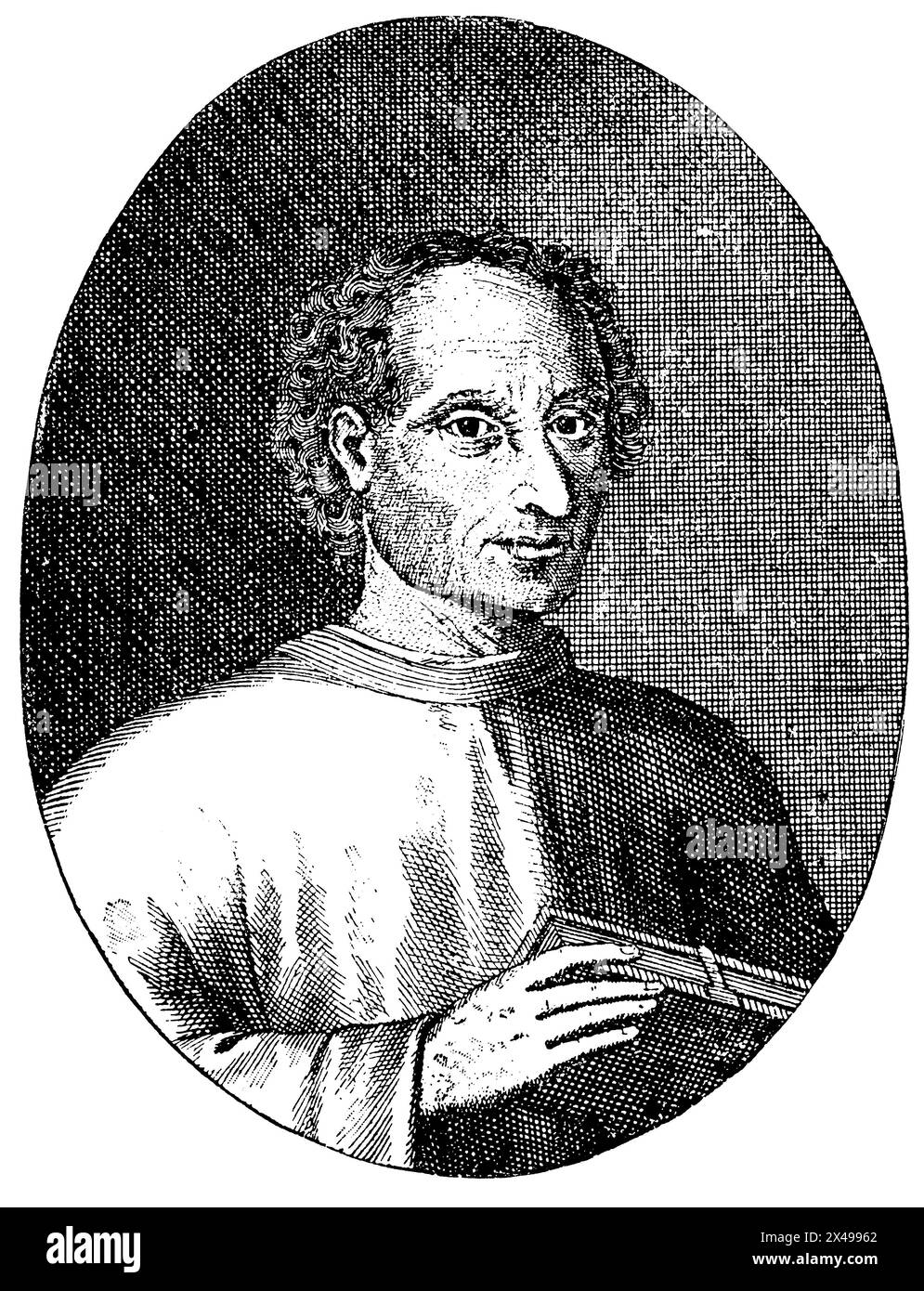 Niccolò Machiavelli (1469-1527), politico e diplomatico fiorentino, dopo un'incisione contemporanea, , (libro di storia letteraria, 1896), Niccolò Machiavelli (1469-1527), florentinischer Politiker und Diplomat, nach einem zeitgenössischen Stich, Nicolas Machiavel (1469-1527), homme politique et diplomate florentin, d'après une gravure contemporaine Foto Stock