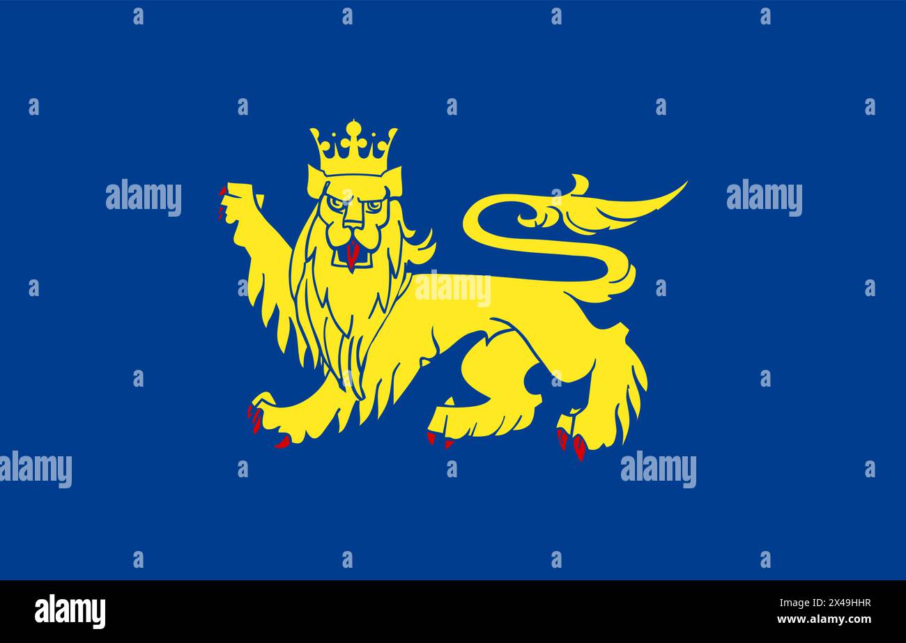 Illustrazione 3D di una bandiera della città sventolante di Uppsala Illustrazione Vettoriale