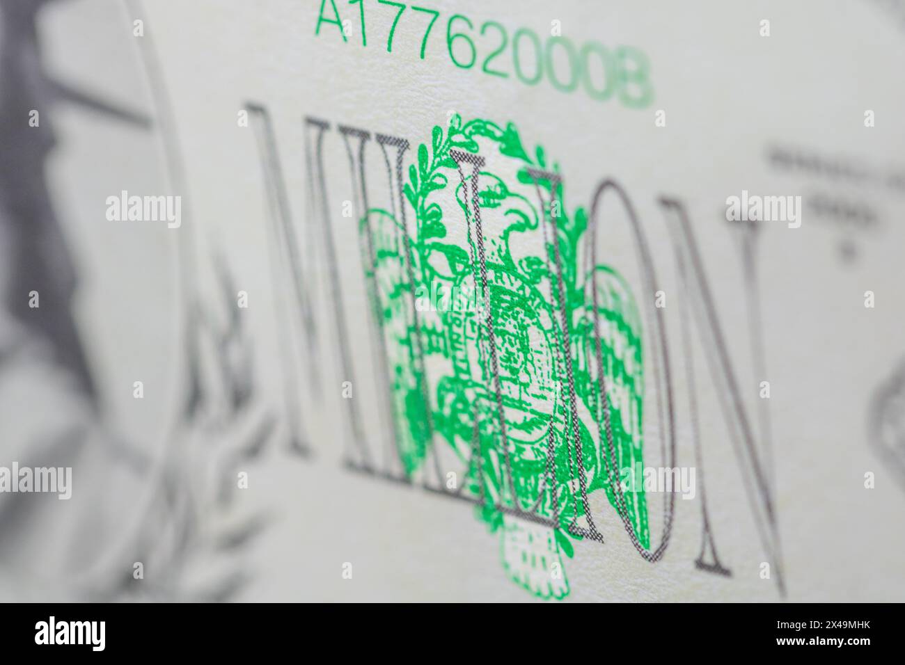 Una banconota da un milione di dollari. Inflazione STATUNITENSE Foto Stock