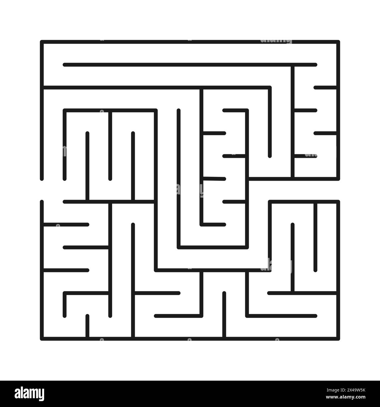 Labirinto quadrato. Labirinto astratto scuro isolato su sfondo bianco. Gioco per bambini. Illustrazione vettoriale. Illustrazione Vettoriale