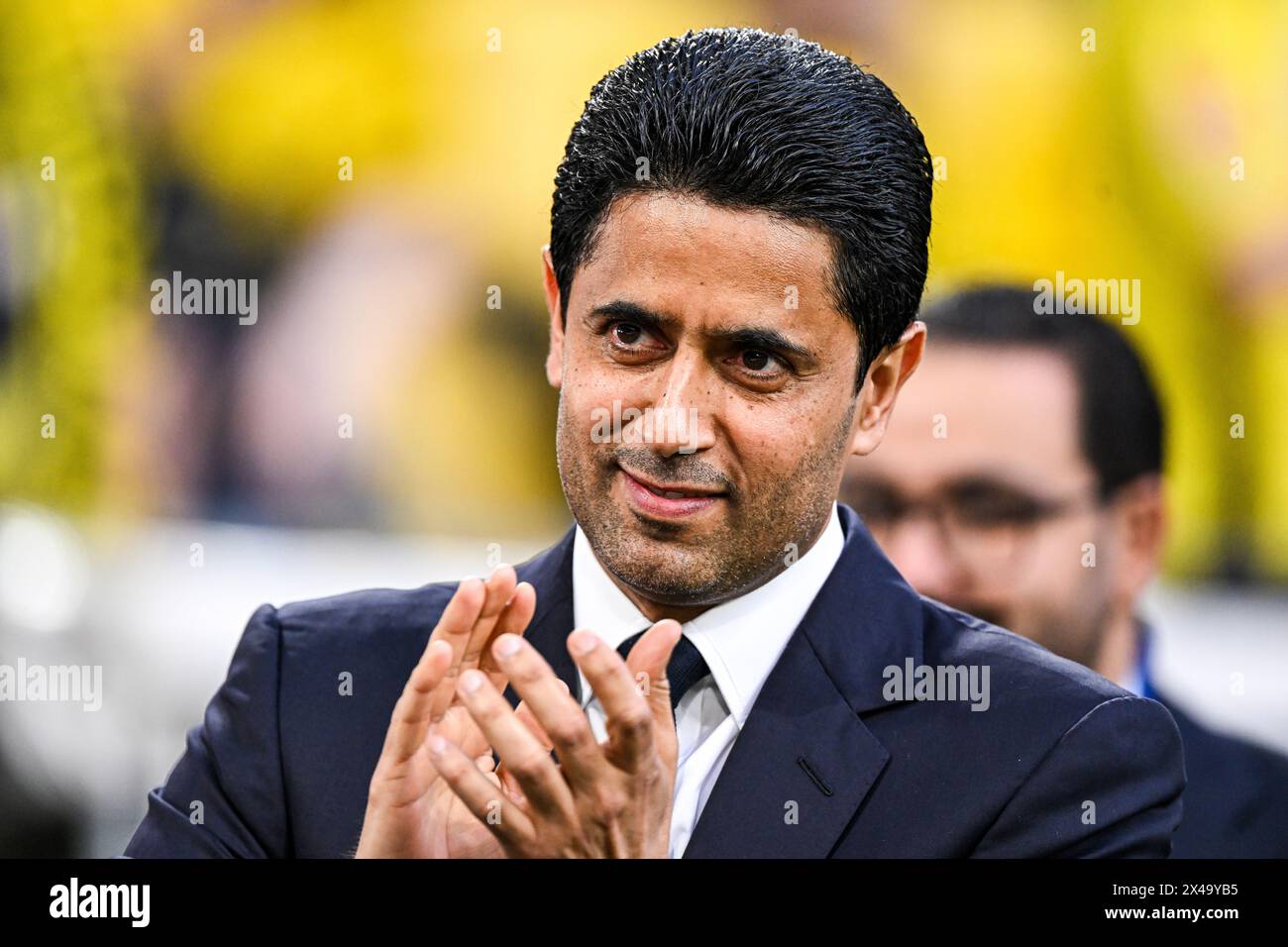 DORTMUND - Nasser al-Khelaifi durante la semifinale di UEFA Champions League tra il Borussia Dortmund e il Paris Saint Germain al Signal Iduna Park il 1° maggio 2024 a Dortmund, Germania. ANP | Hollandse Hoogte | GERRIT VAN COLOGNE Foto Stock