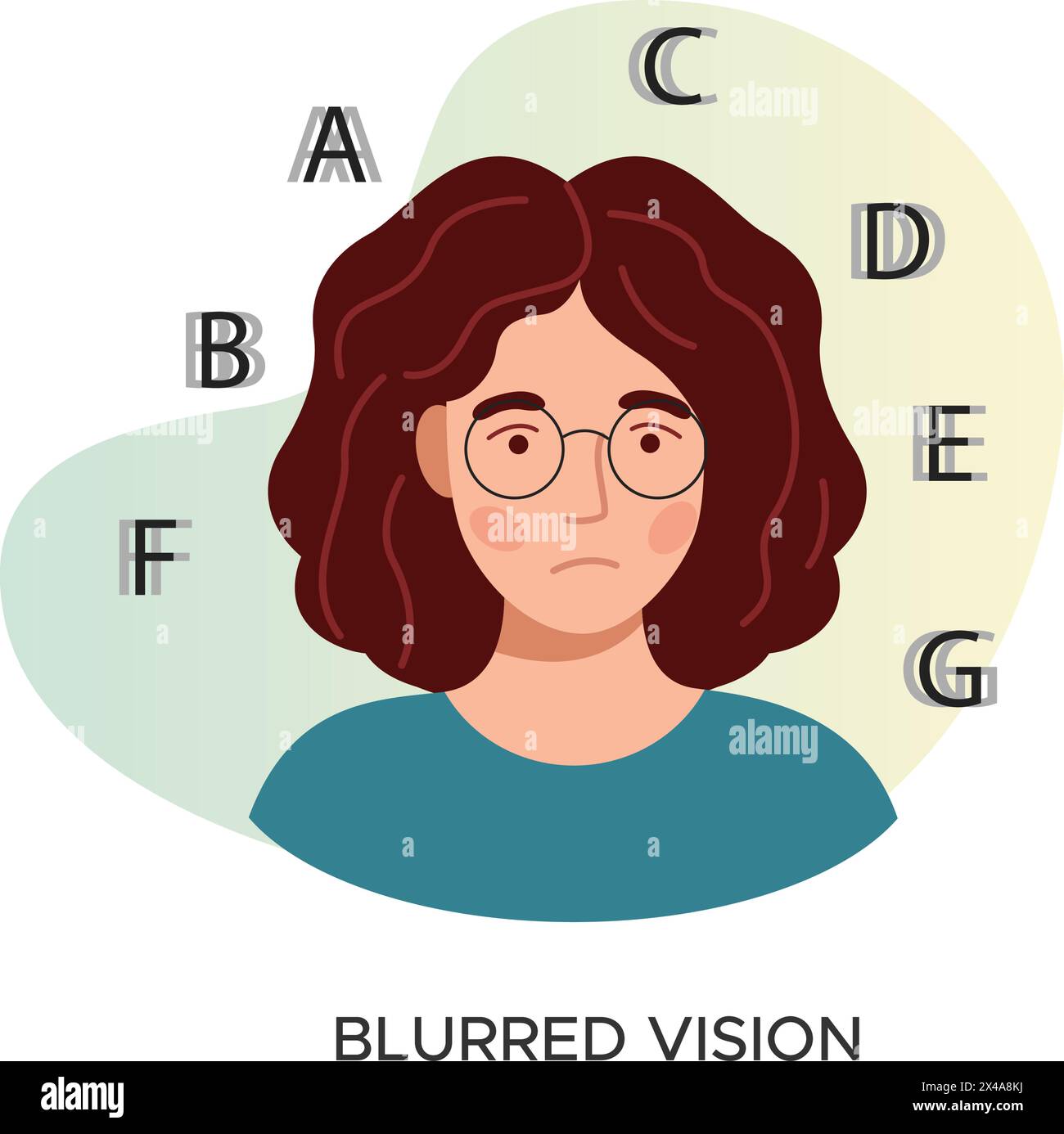 Digital Eye Strain, Blurred Vision - illustrazione di scorta come file EPS 10 Illustrazione Vettoriale
