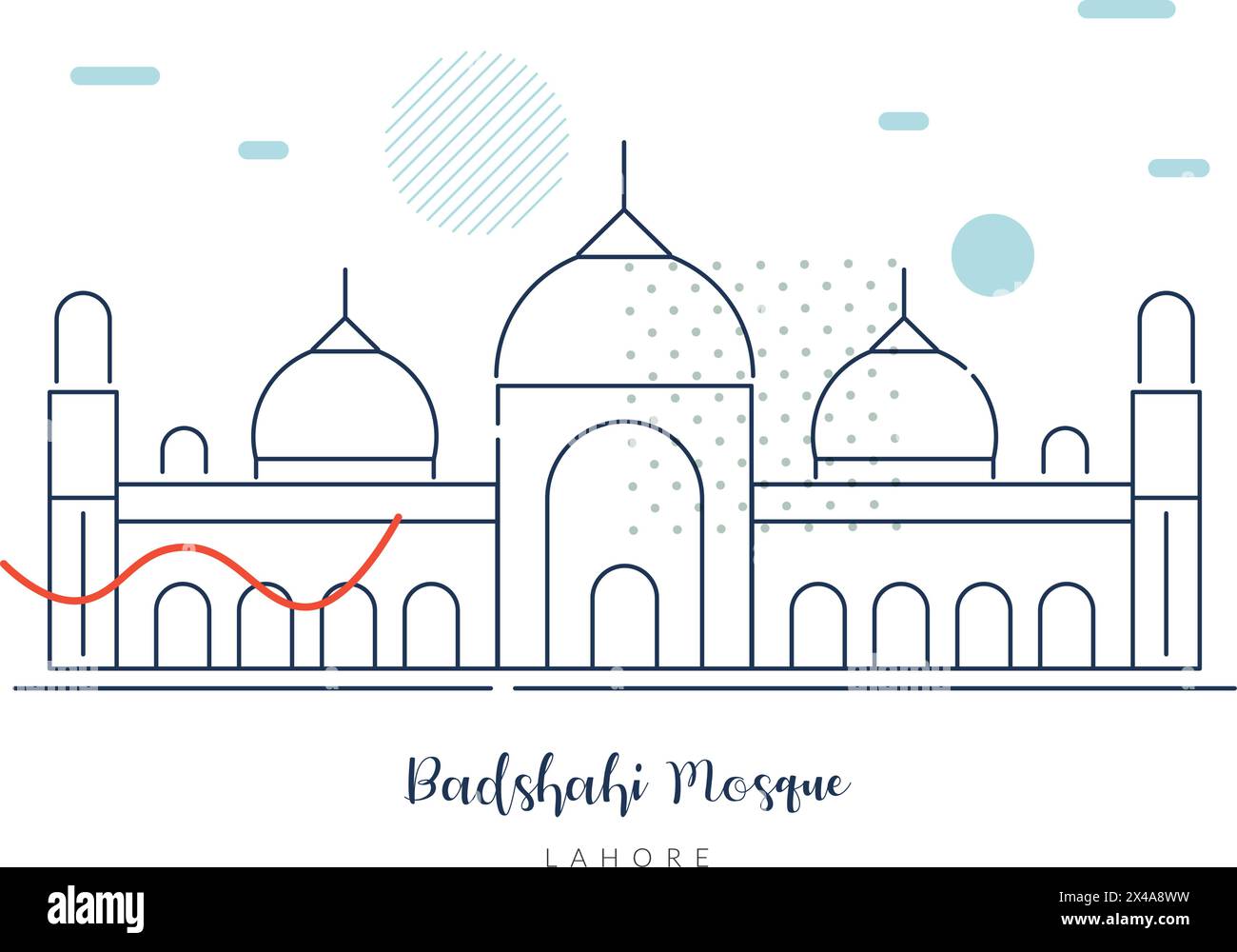 Badshahi Mosque - Lahore - Pakistan - Stock Illustration as EPS 10 file Illustrazione Vettoriale