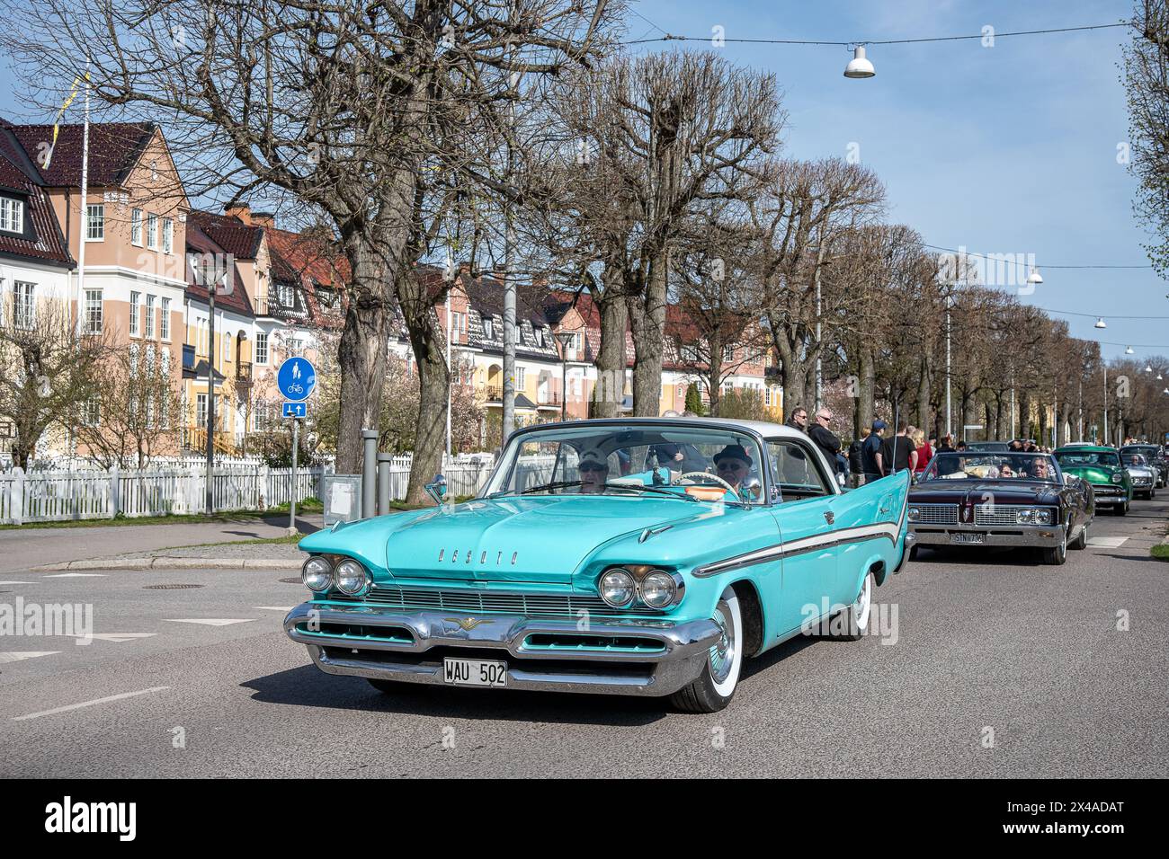DeSoto Firesweep 1959 alla parata di auto d'epoca che celebra la primavera del giorno di maggio a Norrkoping, Svezia 2024 Foto Stock
