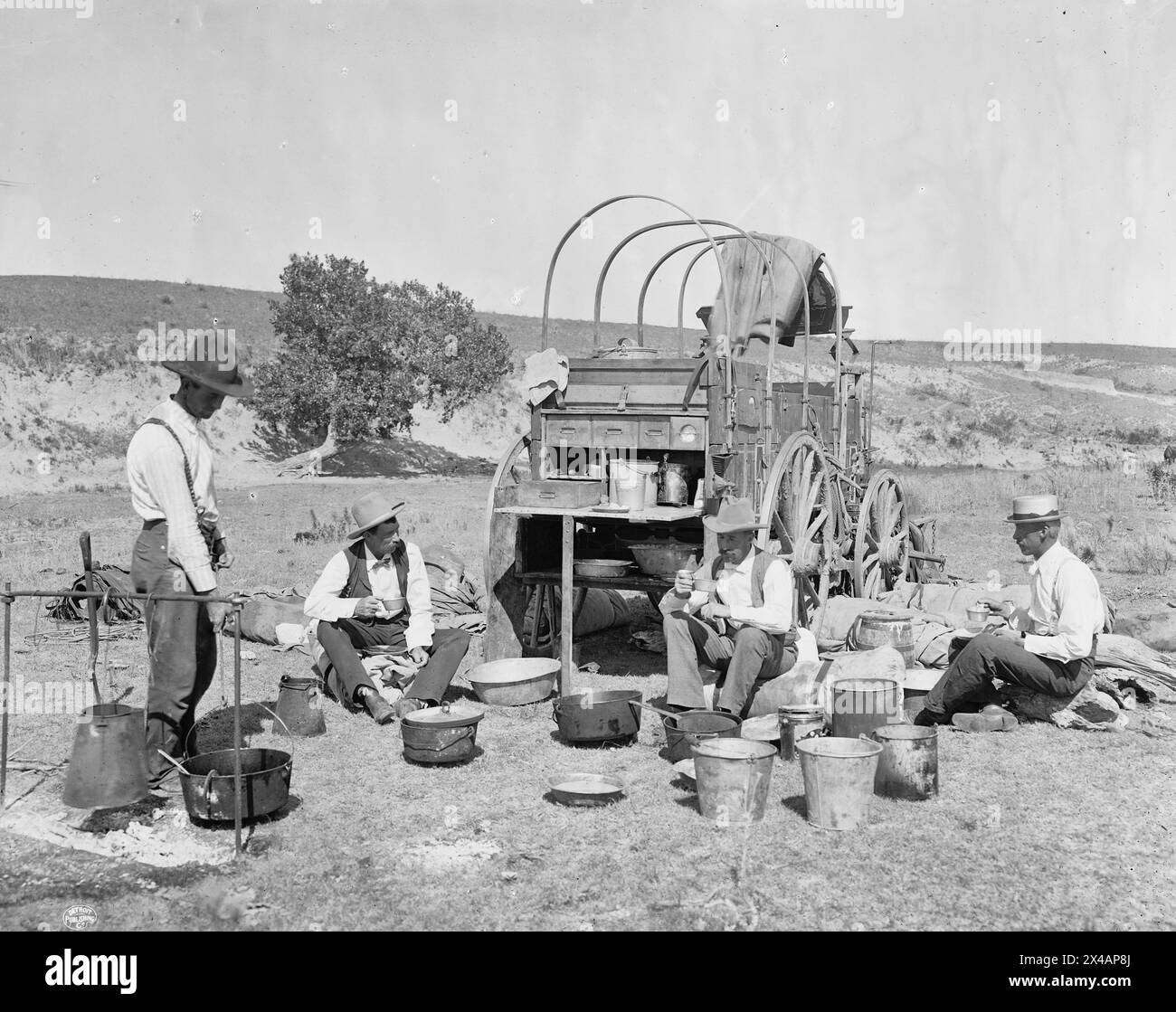 Carro da campeggio su un rapinatore texano, intorno al 1900 Foto Stock