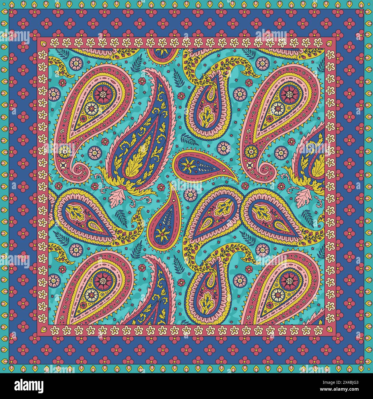 Sciarpa floreale con motivi paisley Illustrazione Vettoriale
