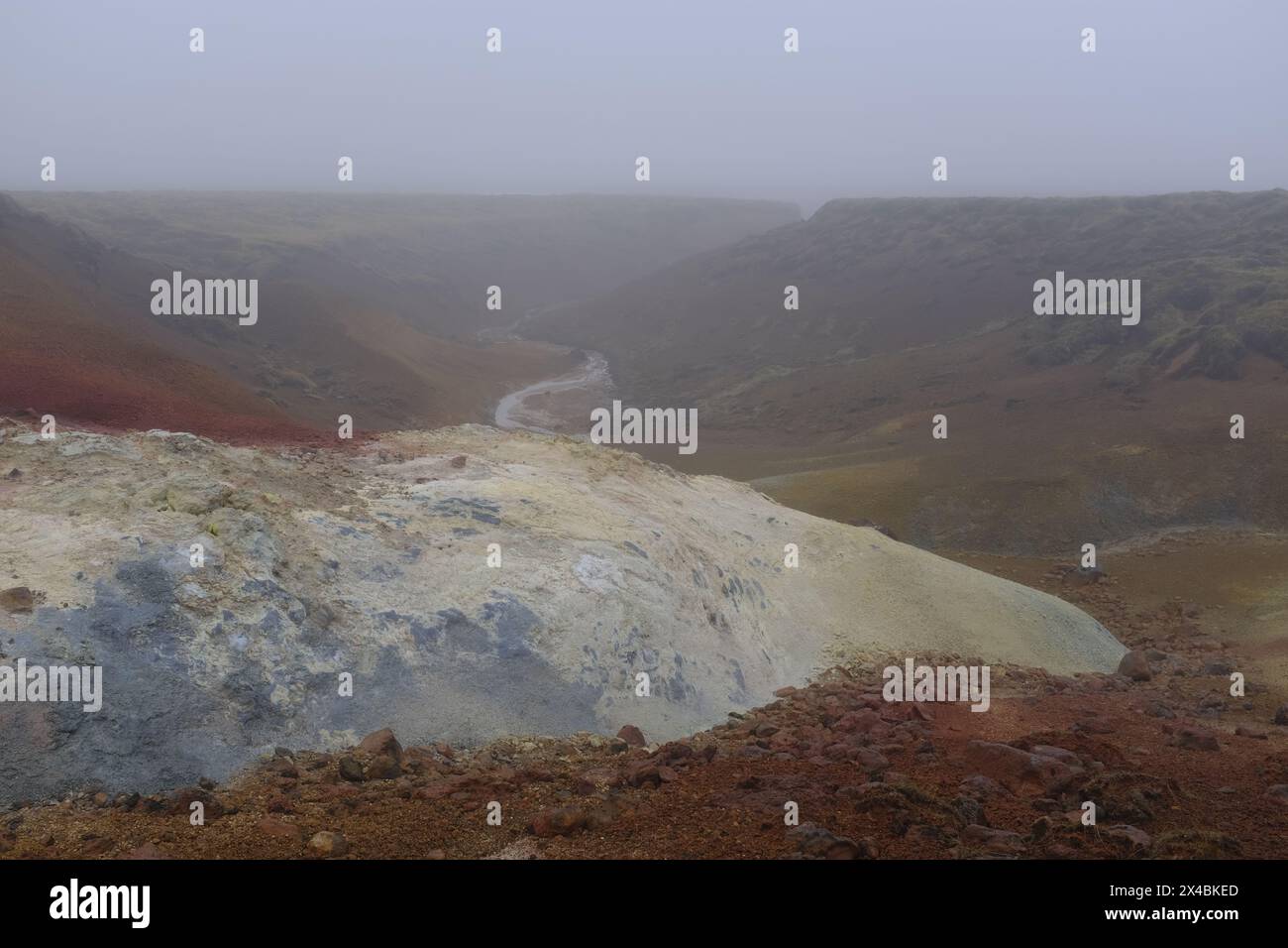 Krysuvik Hot Springs, Fúlipollur, Seltun Geothermal area, Islanda Foto Stock