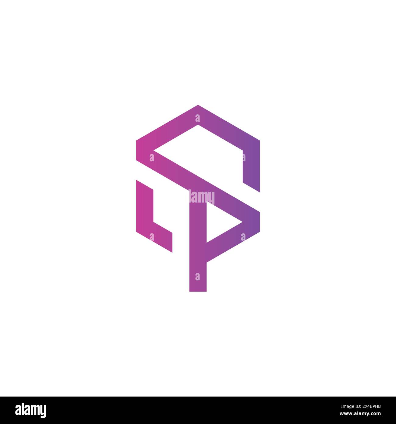 Design del logo esagonale SP. Logo PS Illustrazione Vettoriale