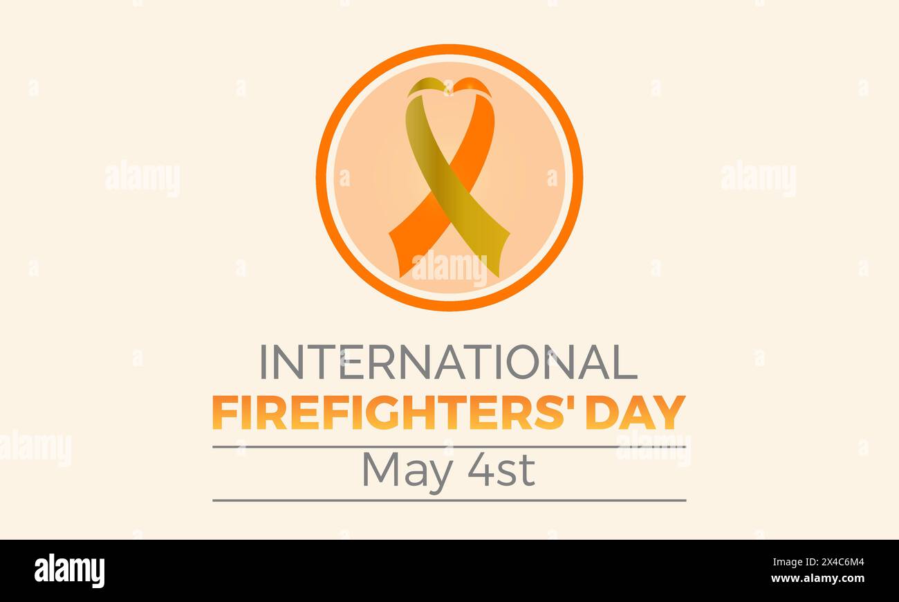 Illustrazione vettoriale di lavoro sicura e sana giornata internazionale dei vigili del fuoco. Modello vettoriale di consapevolezza di emergenza per banner, scheda, sfondo. Illustrazione Vettoriale
