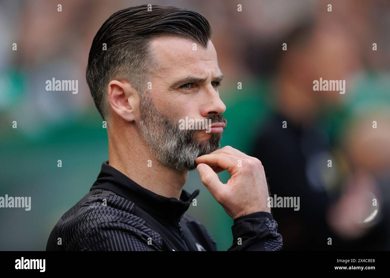 Foto del file datata 22-04-2023 del manager di Motherwell Stuart Kettlewell. Il manager del Motherwell Stuart Kettlewell ha sostenuto che il calcio scozzese sarebbe stato "un diavolo di molto meglio" senza VAR dopo aver affermato che avrebbe dovuto cambiare il modo in cui allenava alla luce delle recenti decisioni. Data di pubblicazione: Giovedì 2 maggio 2024. Foto Stock