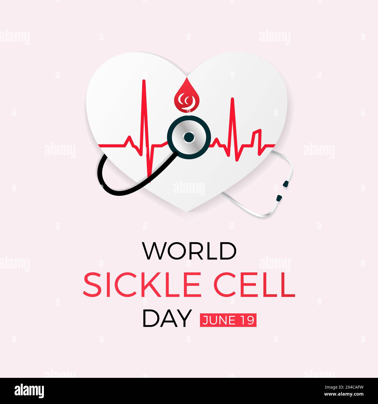 Illustrazione vettoriale World Sickle Cell Day Health Awareness. Modello vettoriale di prevenzione delle malattie per banner, scheda, sfondo. Illustrazione Vettoriale
