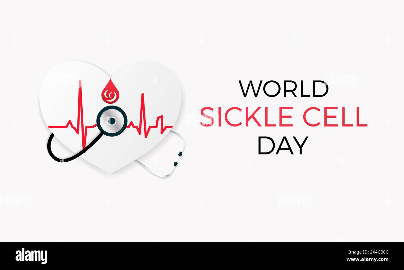 Illustrazione vettoriale World Sickle Cell Day Health Awareness. Modello vettoriale di prevenzione delle malattie per banner, scheda, sfondo. Illustrazione Vettoriale