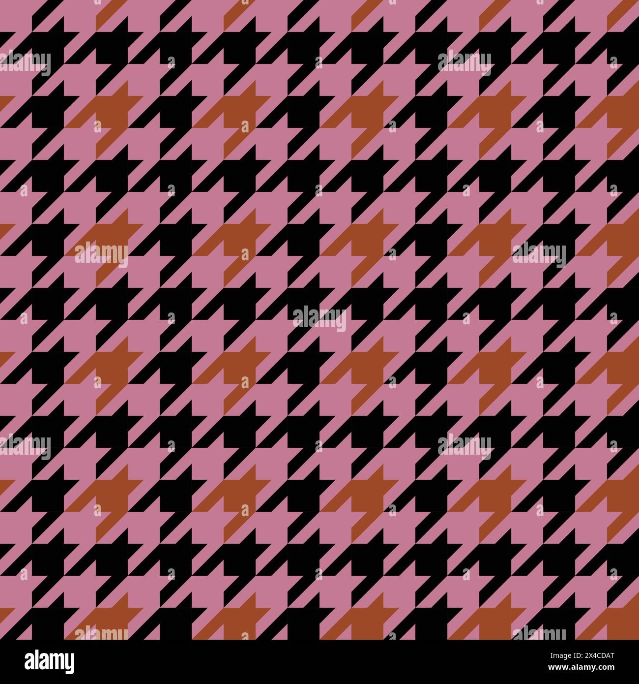 Motivo classico pied de poule per tessuto, carta da parati e tovaglie. Sfondo rosa e nero con geometria retrò. Illustrazione Vettoriale