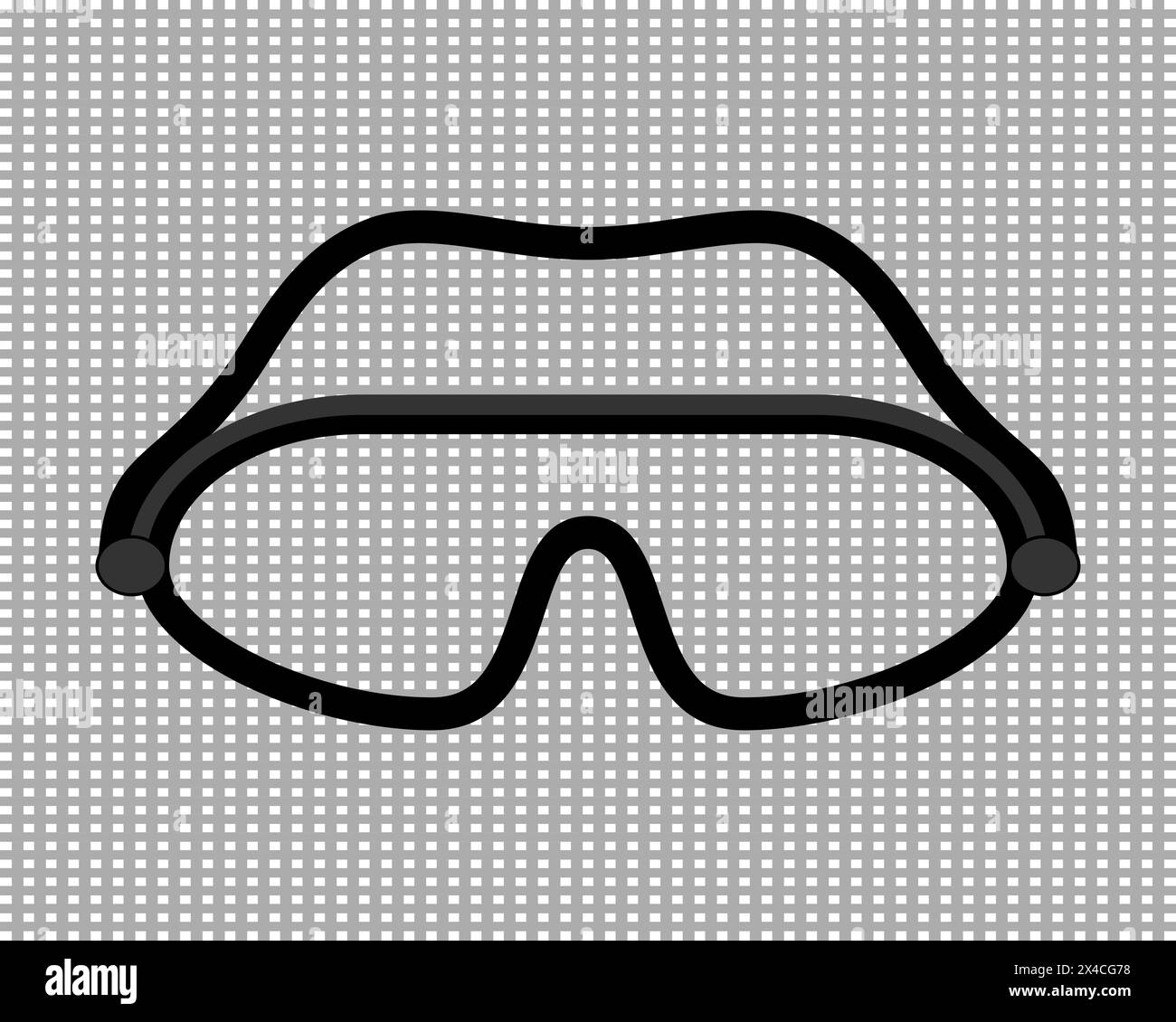 Icona vettoriale degli occhiali di protezione. Simbolo di protezione isolata per gli occhiali sportivi. Occhiali di sicurezza contro le intemperie, il vento e la neve. Illustrazione Vettoriale